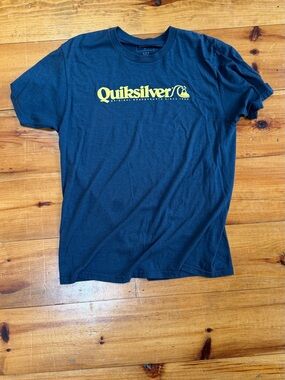 Quiksilver Navy Short-Sleeve Tee with Yellow Logo
